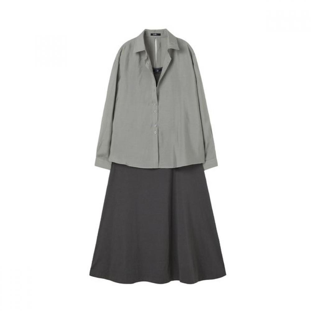 Lap Glossy Shirt Dress Set As2ex440 BK (black)/FF