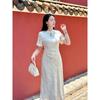Encounter the New Plus-Size Chinese-Style Engagement Improved Qipao Dress for Women, Designed for the Summer, with a Retro and Elegant Vibe