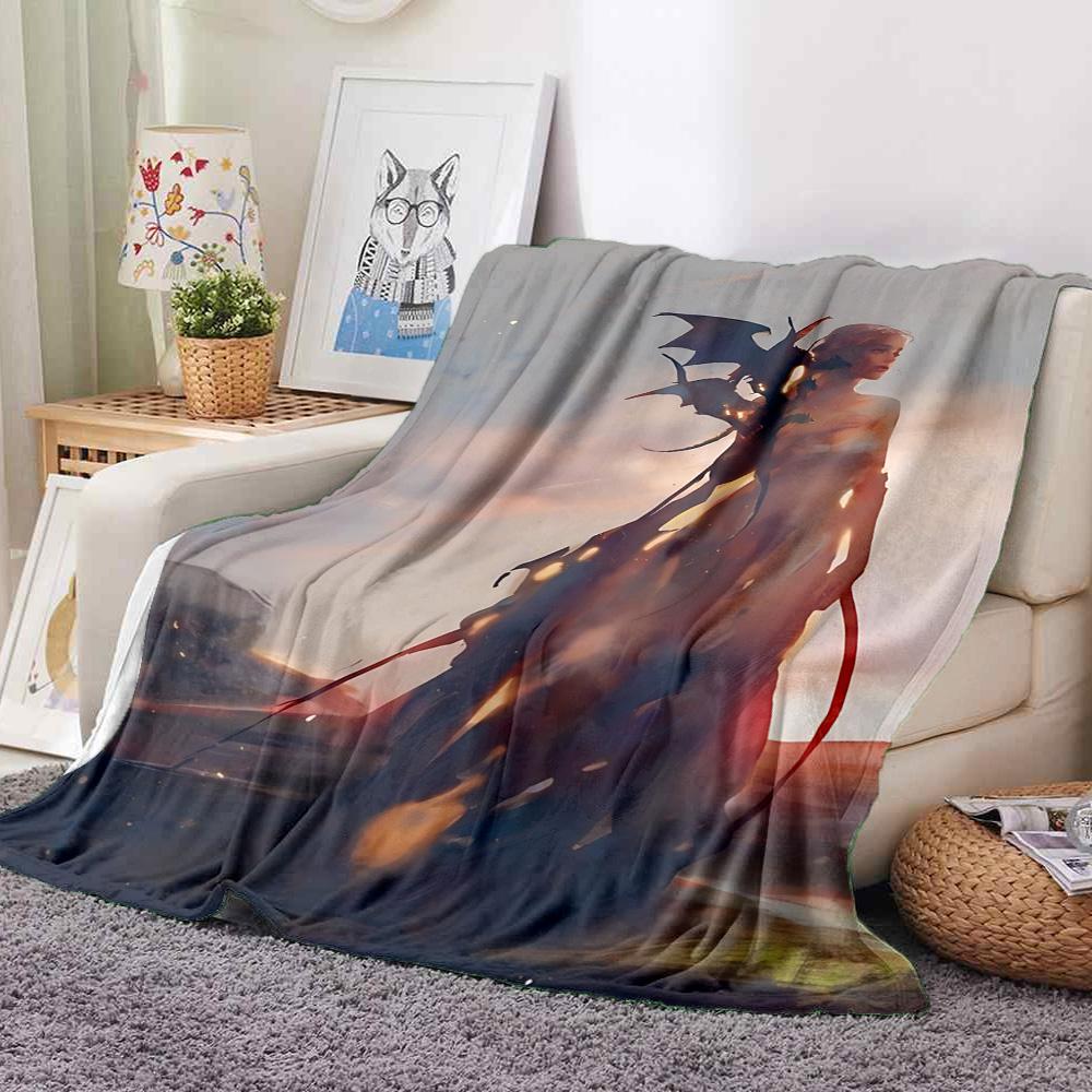 Dragon Maiden Flannel Blanket Throw Blanket Soft Warm Sofa Bed Camping Home Decor Unique Christmas Gift C9211351