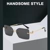 New Square Metal Frameless Sunglasses for Men and Women Fashion Trendy Outdoor Sunscreen Sunshade Glasses