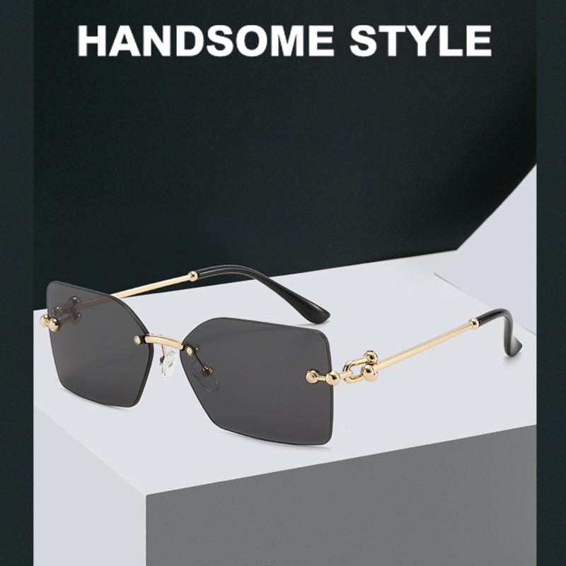 New Square Metal Frameless Sunglasses for Men and Women Fashion Trendy Outdoor Sunscreen Sunshade Glasses