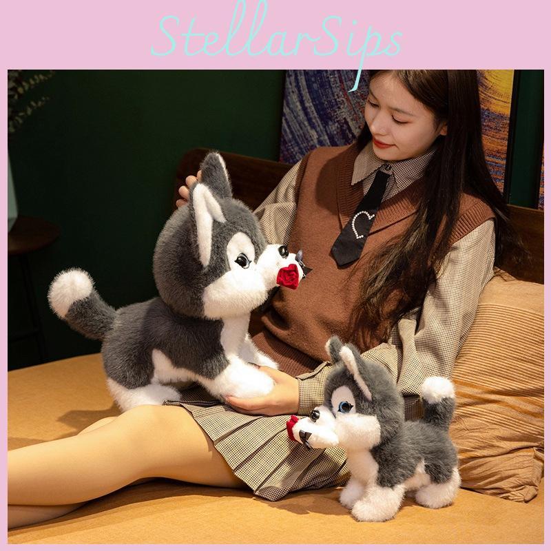 Rose Creative Husky Plush Toys Cute Valentine Days Girls Boys Holiday Gifts