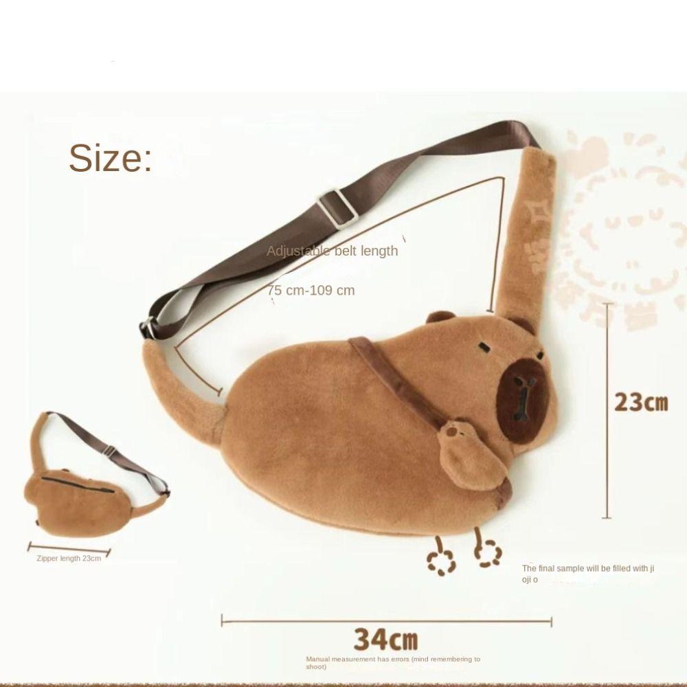 Stuffed Capybara Plush Bag Animal Capybara Handbag Capybara Plush Chest Bag  Kids Birthday Gift
