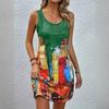 Plus Size Printed Svel Dr Women's Collarl Mid Waist Polyester Vest Dr Basic Sle Summer Busin Casual