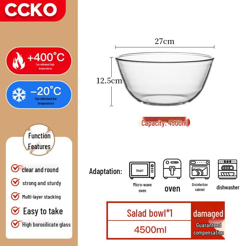 Transparent Heat-Resistant Glass Mixing Bowl