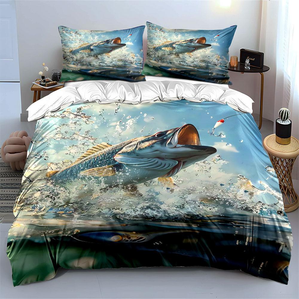 "Fishing Theme Bedding Set" Bedding Duvet Cover Set Duvet Cover Pillowcases (1 * Duvet Cover 2 * Pillowcases, without duvet insert)