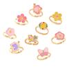 9Pcs Adjustable Rings for Girls Women Flower Butterfly Heart  Alloy Ring Fashion Beauty Jewelry Christmas New Year Gift for Girl