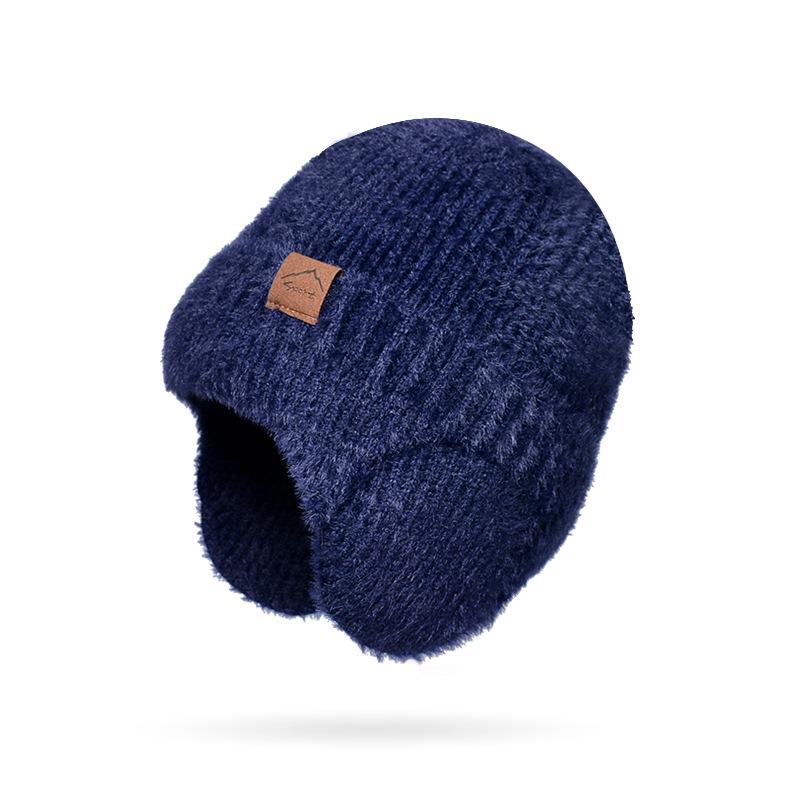Unisex Winter Warm Plush Knit Wool Hat with Ear Protection