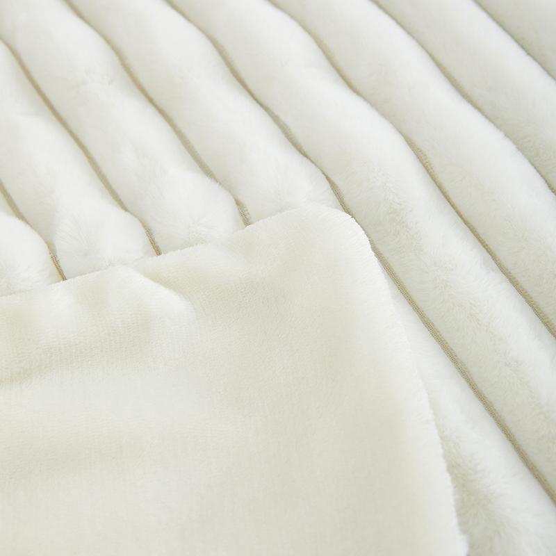 Solid Colour Three-dimensional Stripes Drawstring Rabbit Hair Cover Blanket Winter Soft Warm Double Layer Thickening Cover Blanket