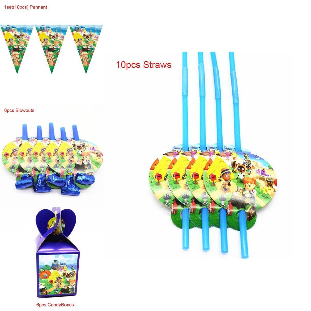 Entzückende Animal Crossing Partyartikel für Kinder Verbessern Sie die Geburtstagsatmosphäre mit Tellern und Tischdecke
