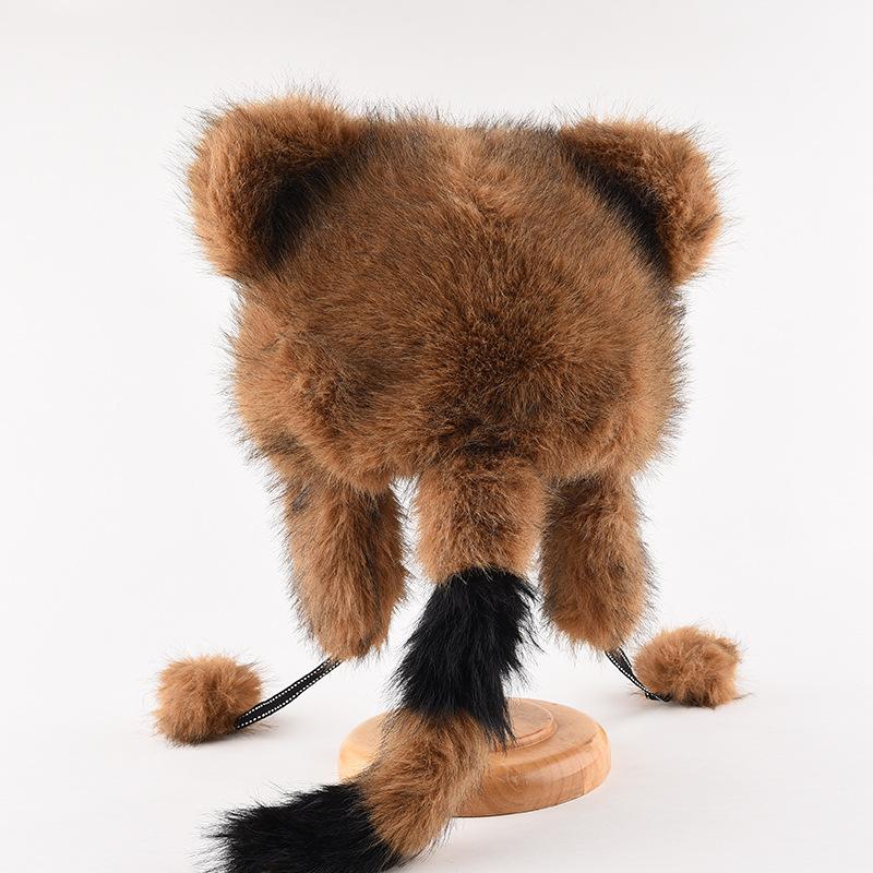 Little Raccoon Ear Hat Imitation Fur Raccoon Fur Hat Men and Women Autumn and Winter Warm Children Cute Hat