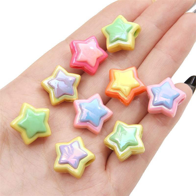 Akrylbelagt fargekollasje femkantede stjerneperler for DIY-kjede Armbånd øredobber Smykkefremstilling