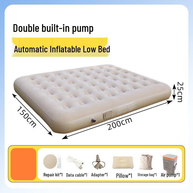 

Shengbey Flocked Camping Air Mattress with Built-in Electric Pump