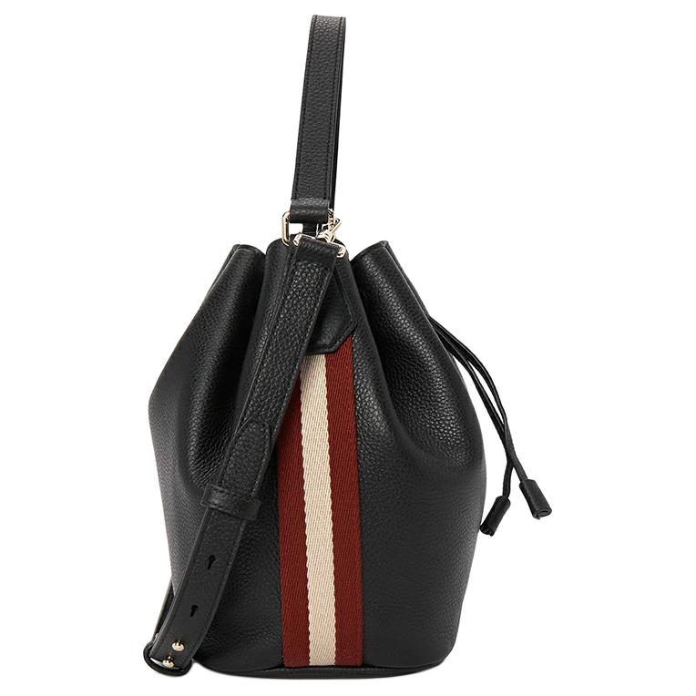 Bally Blys Logo Leather Bucket Tote Bag Women Bags Black 6230731