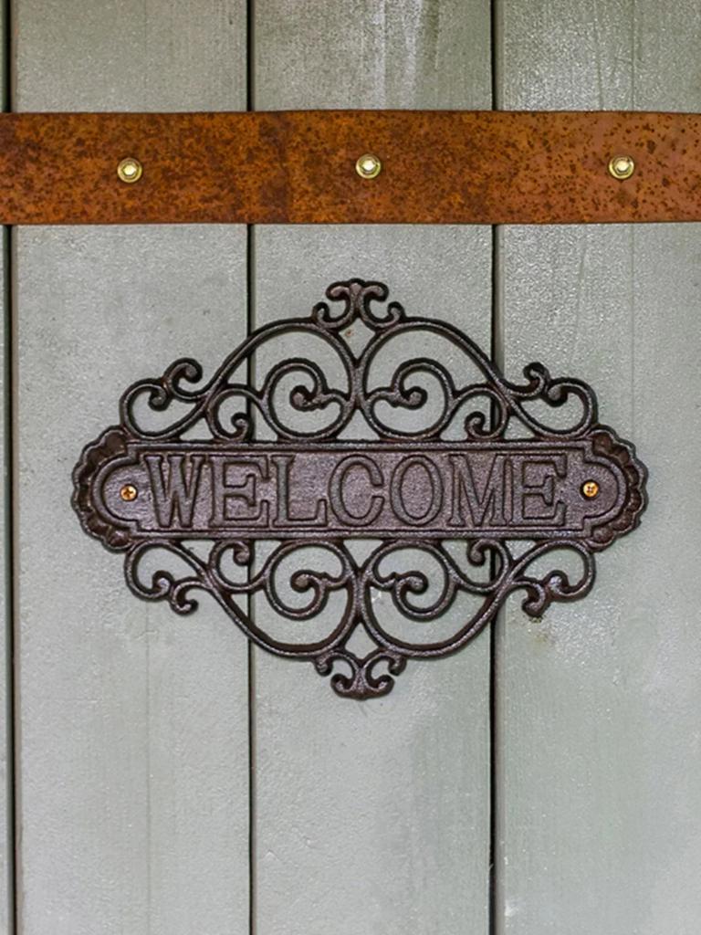 Welcome Doorplate Retro Cast Iron Shop Courtyard Garden Crafts Hanging Decorations Home Furnishings Wall Decorative Plaques