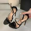 Fashion Liyke Gold Snake Print Leather Ankle Strap Sandals Women Summer Fashion Open Toe Gladiator High Heels Party Dress Shoes Size 42