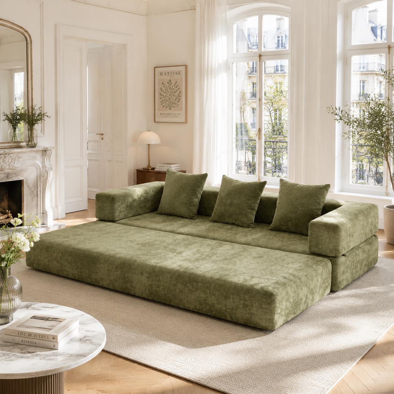 Modular Chenille Block Sofa - super