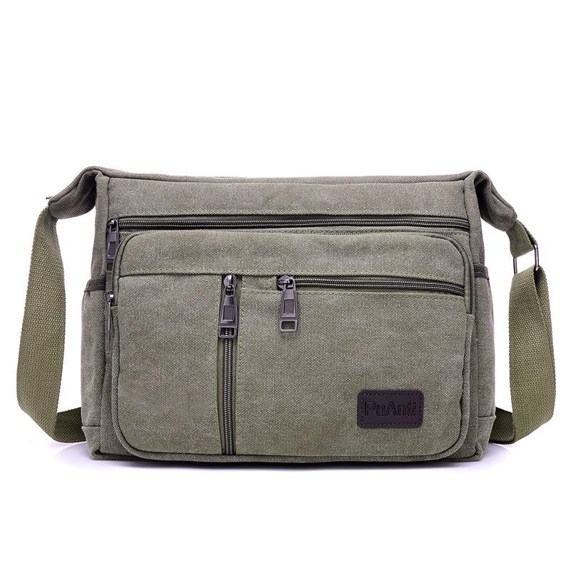 Men's canvas shoulder messenger bag multi-layer large-capacity versatile casual canvas bag sports shoulder bag