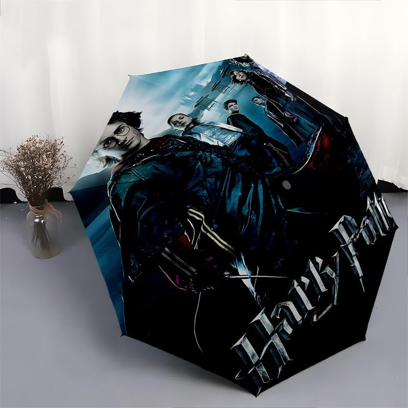 1pc Harry Potter Goblet of Fire Automatic Folding Umbrella - Compact 8-Rib Design, Durable Plastic & Iron1246L