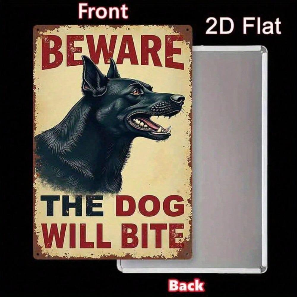 Cartello Metallo Vintage Attenzione al Cane Lattina Segno Retro Fattoria Targhetta da Parete Divertente Garage Caffè Decorazione 7,8 Pollici
