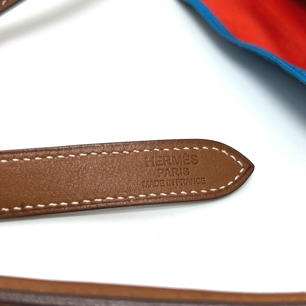 HERMES Silky City PM Crossbody bag with pouch Shoulder Bag silk / Leather blue