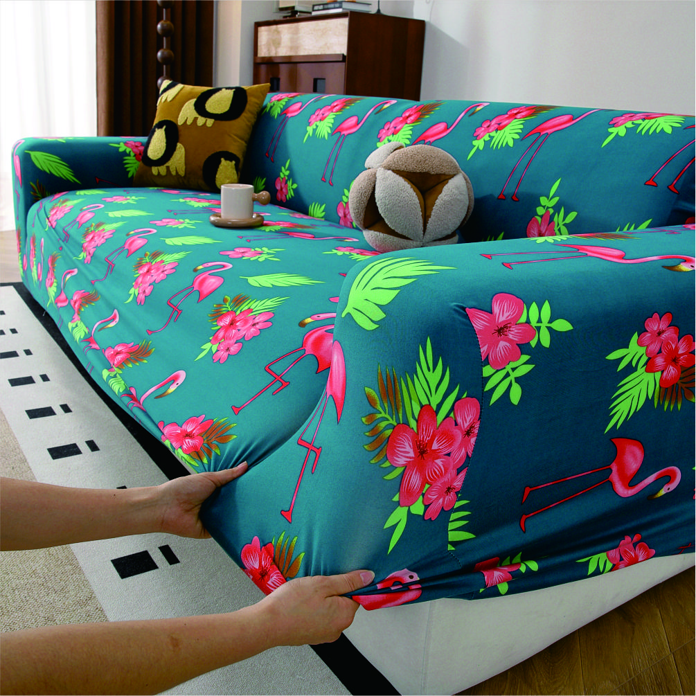 

Flamingo Pattern Soft Sofa Cover Anti Slip Sofa Protective Cover Machine Washable Suitable for Living Room Home Decoration 1-seater（90-140cm) синий