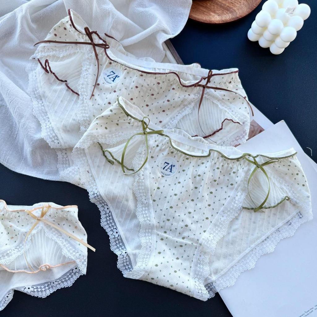 Sweet Style Cotton Women's Underwear with Lace Trim - 80-125 jin