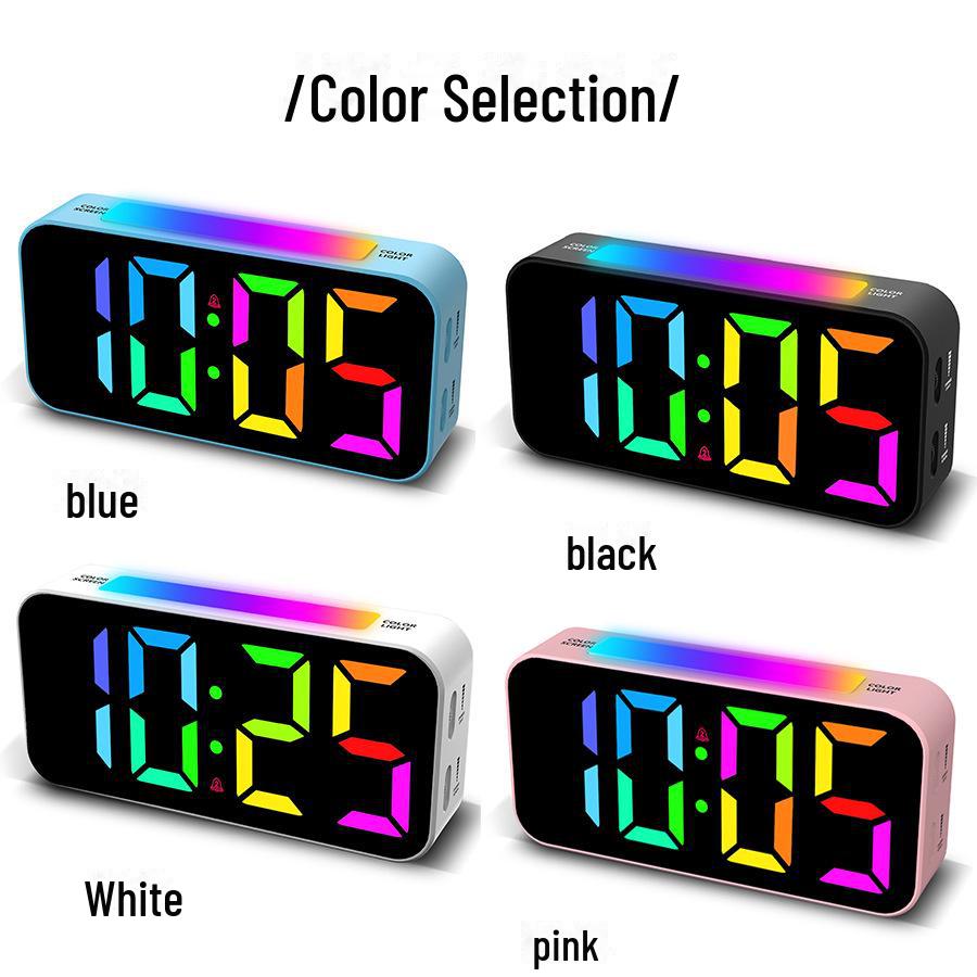 RGB Student Multifunktionell LED Väckarklocka - Färgglad Digital Ljusstark Display