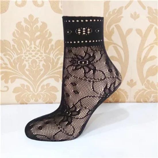 Elegant Women Lovely Girls Summer Fashion Sexy Lady Soft Black Lace Ruffle Fishnet Mesh Short Ankle Socks Ultrathin