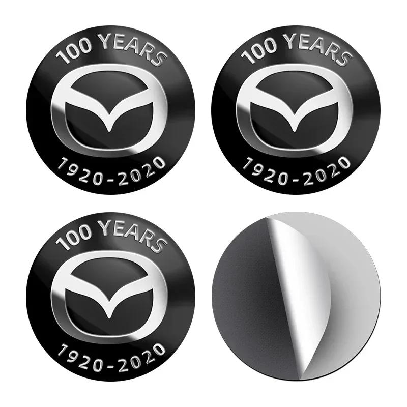 4X Car Wheel Center Hub Cap Badge Emblem Decal Wheel Sticker For Mazda 2 3 5 6 M5 Ms CX-4 CX-5 CX6 M3 M6 MX3 MX5 Car Accessories h1