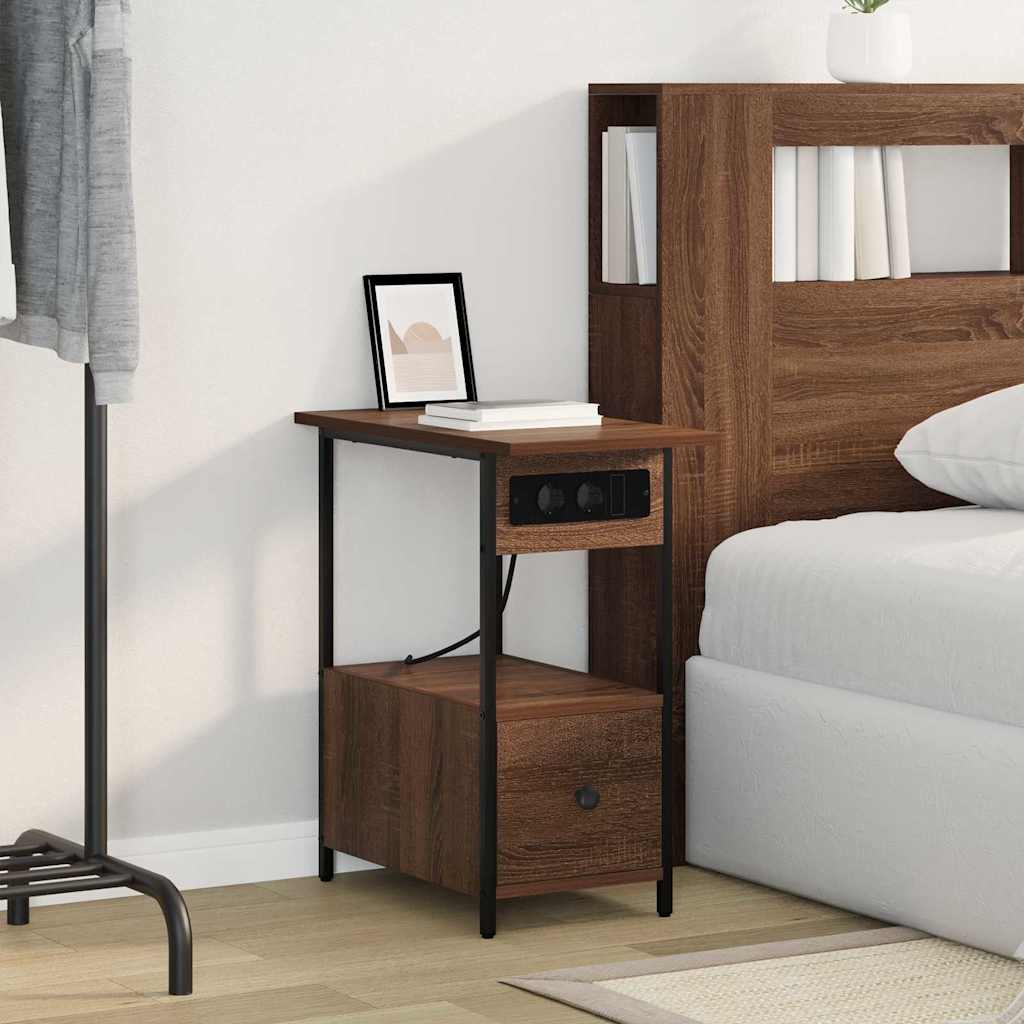 Nightstand Brown Oak Look 60 x 30 x 61 cm Engineered Wood