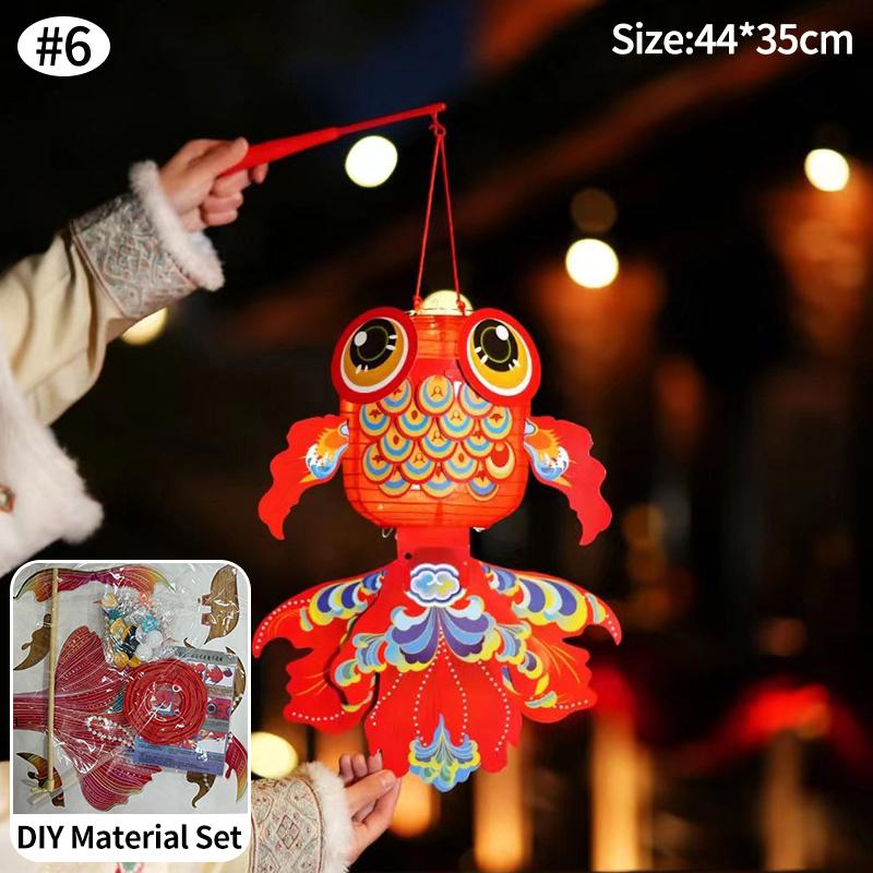 Autumn Festival Fish Lanterns DIY Chinese Paper Lantern Handmade Hanging Fish Lanterns Mid-autumn Party Celebration Decorations