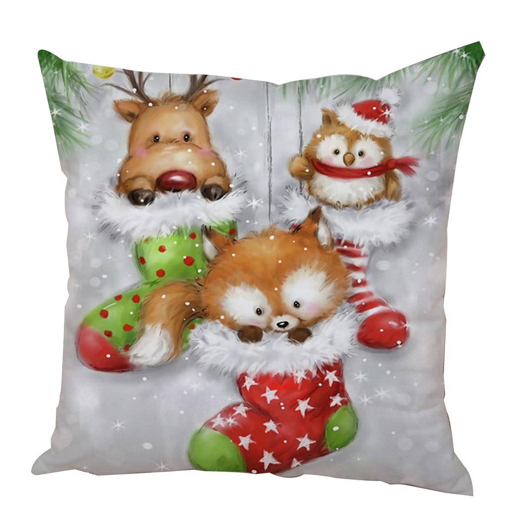 Kissenbezug Weihnachtsmann Kissenbezug Dekoration Niedlicher Cartoon Schneemann Kissenbezug Zuhause Sofa Lendenwirbelstütze Stickerei