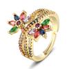 AIBEF Mehrschichtige Regenbogenblume Verstellbare Ringe Luxus Zirkonia Kristall Offene Fingerringe für Damen Schmuck Geschenk