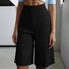 Women's High Waist Elastic Waistband Wide Leg Casual Shorts with Pockets Loose Fit Comfortable Summer Bottoms