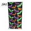 Halloween Room Decoration Foil Fringe Curtain for Halloween, Orange Purple Black Background Event Photo Booth Props, Pumpkin Ghost Bat Party
