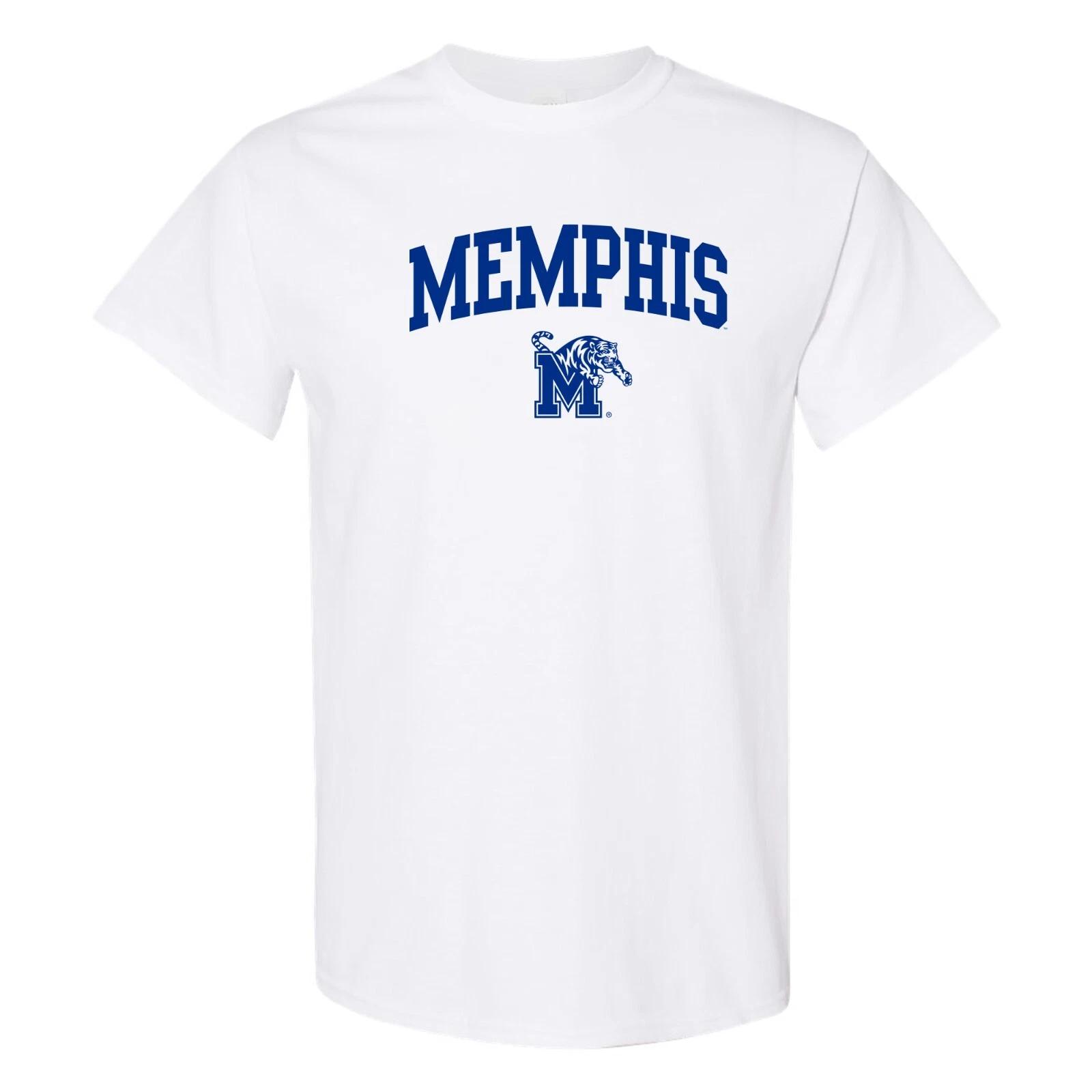 Memphis Tigers Arch Logo - Collegiate Short Sleeve T Shirt - White S