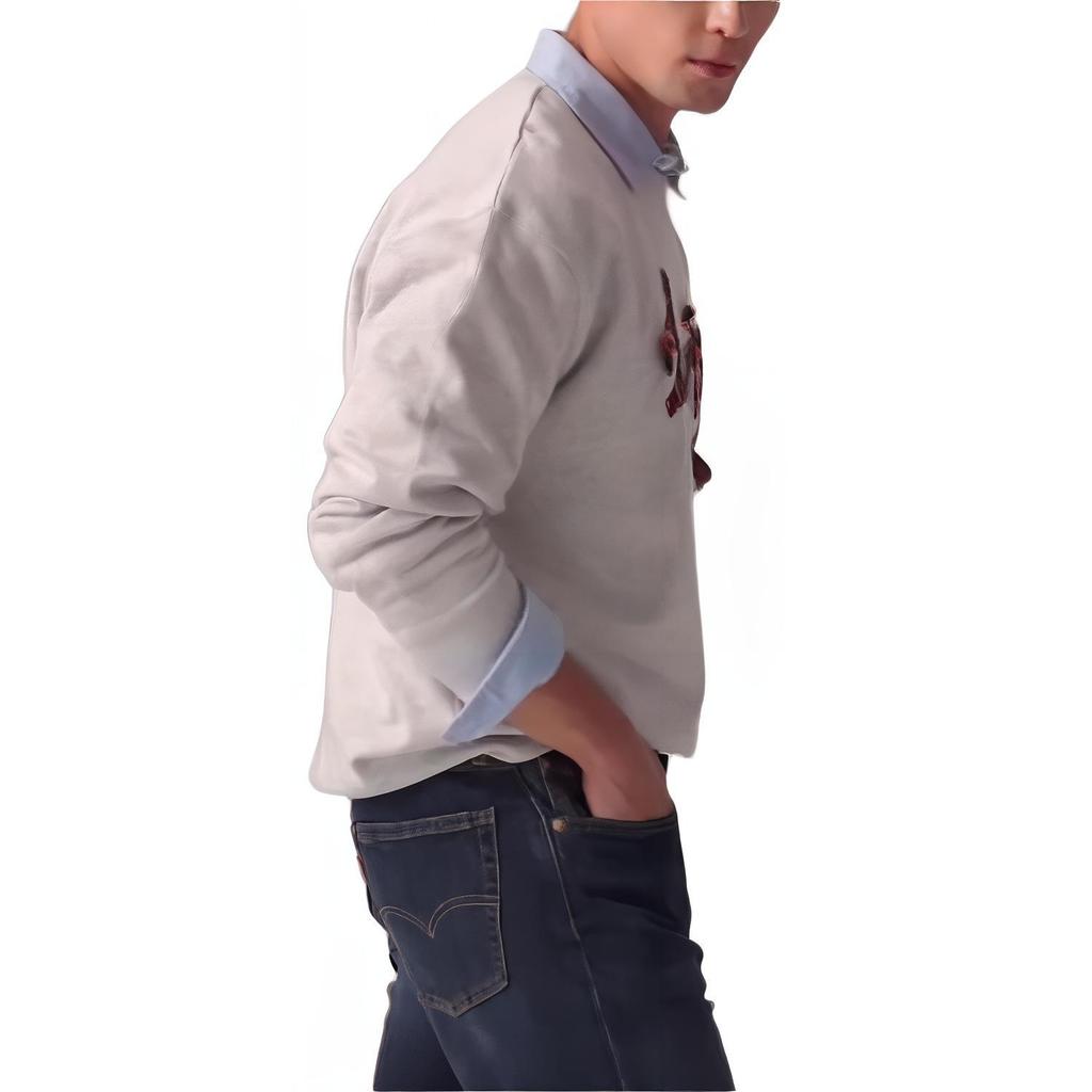 Levis SS25 New Year Limited Edition Drawstring Printed Pattern Crewneck Sweatshirt Men Sweatshirt Gray 002V8-0002