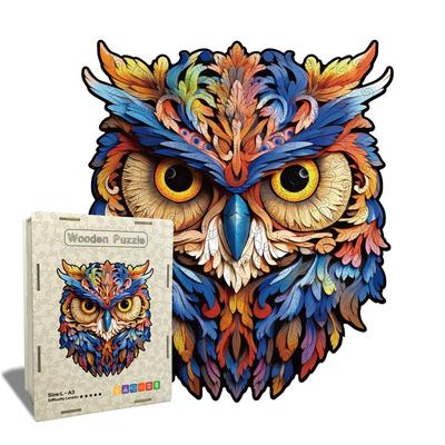 Ahşap baykuş yapboz oyuncak düzensiz özel şekilli yapboz tatil hediyesi yapboz dekompresyon oyunu