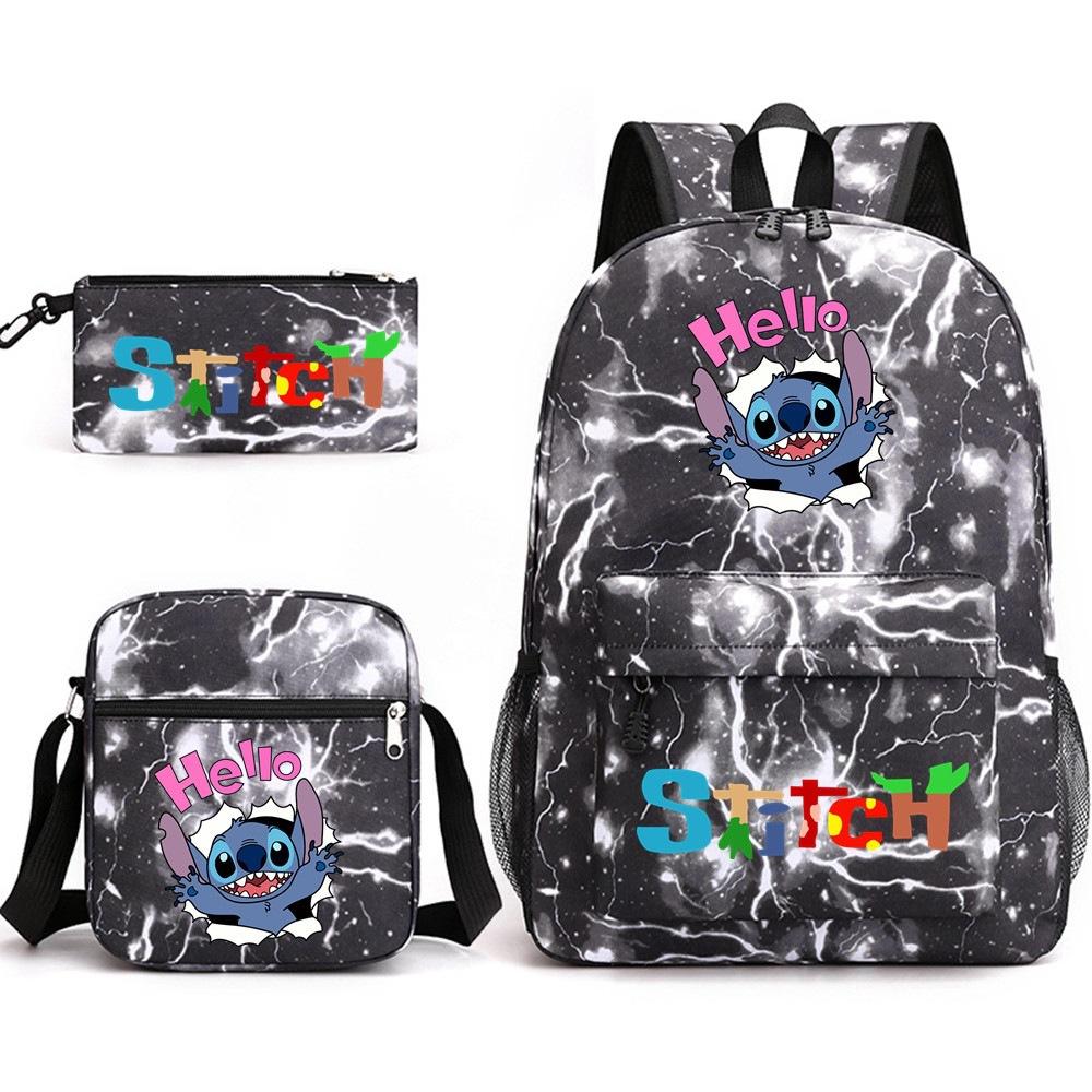 Set Zaino Scolastico da 3 Pezzi per Studenti Zaino Scolastico di Grande Capacità in Tessuto Oxford con Tracolla e Astuccio