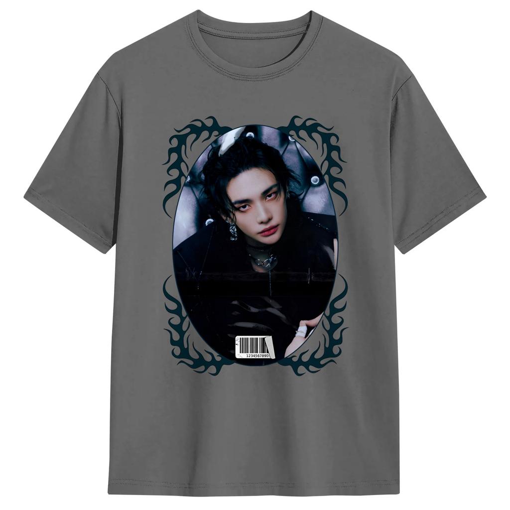 Hyunjin Herren T-Shirt Lustiges T-Shirt Kurzarm Rundhals T-Shirt Reine Baumwolle Geburtstagsgeschenk Kleidung