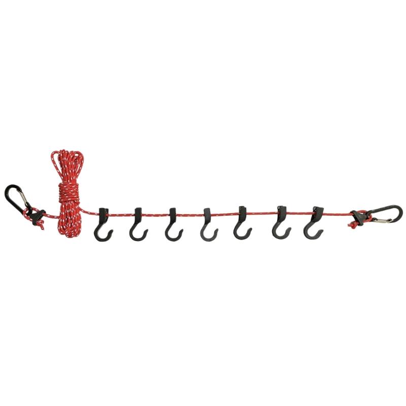 Portable 5m Clothesline, Adjustable Retractable Elastic-Washing Line Windproof Rope Clothesline with 7 Clips for Camping