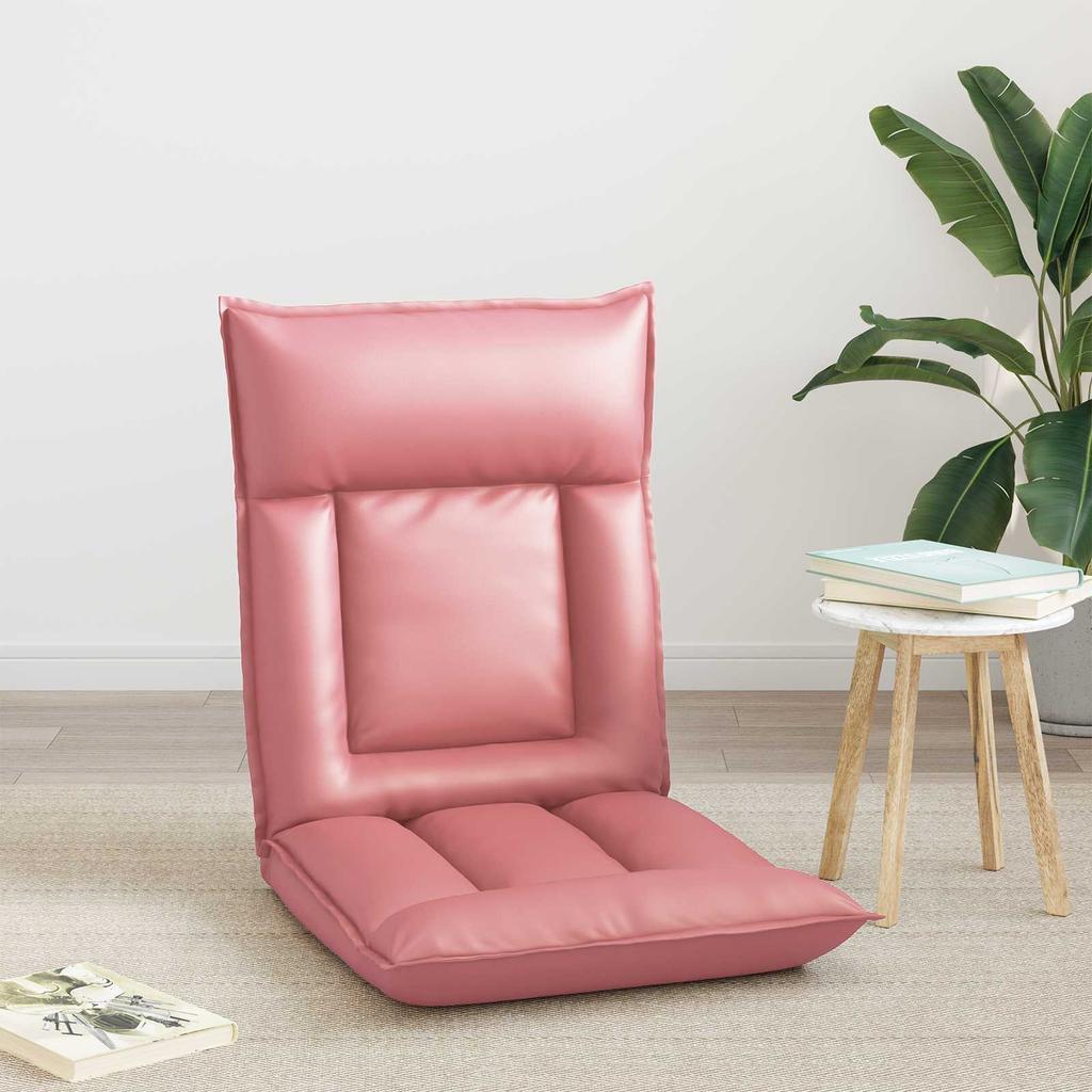 Adjustable Floor Footstool Pink Faux Leather