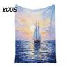 Pre-treated Blanket Oil Painting Nap Blanket, Soft Warmth Double-Sided Flannel, Digital Cozy Warm Flannel Print Shrink-Resistant Machine