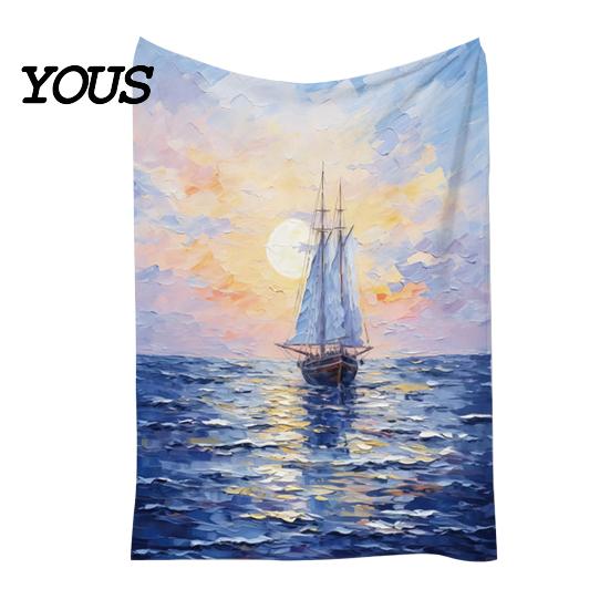 Pre-treated Blanket Oil Painting Nap Blanket, Soft Warmth Double-Sided Flannel, Digital Cozy Warm Flannel Print Shrink-Resistant Machine