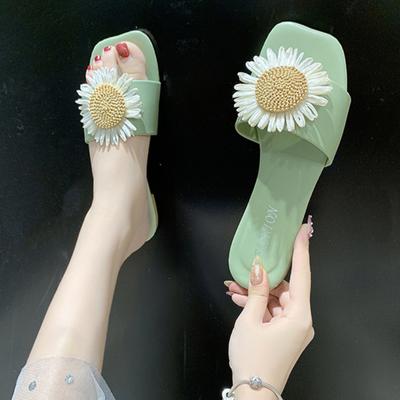 Neue Sommer Sonnenblumen Damen Hausschuhe Mode Lässig Flach Strand Flip Flops Schuhe Damen Rutschfeste Sandalen Pantoletten Damen Schuhe