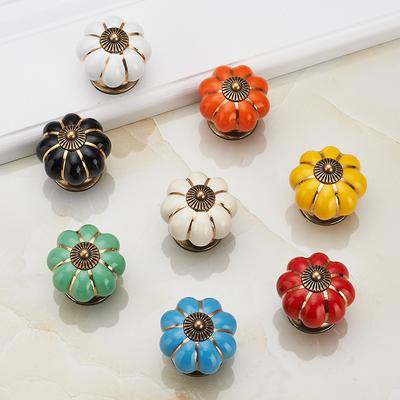 1 Set Pumpkin Door Handle Single Hole Handle Pastoral Cartoon Ceramic Multi-color Children's Room Drawer Cabinet Furniture