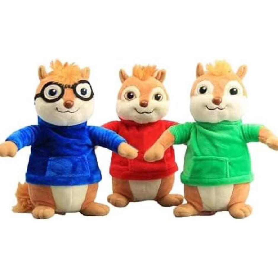Movie Toys Alvin and The Chipmunks Plush Dolls Cute Chipmunks Stuffed Toys Kids Gift 9" 22 cm 3 Pieces