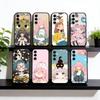Cute Girl Painting  Phone Case Black Silicone Soft For Samsung Galaxy A73,A72,A71,A70,A53,A52,A51