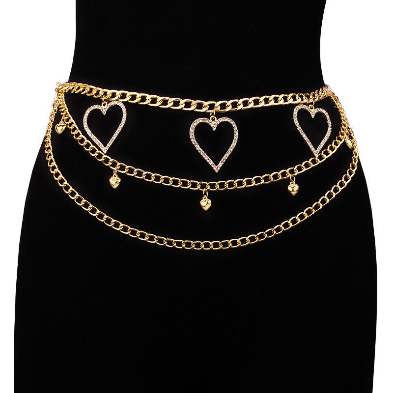 Statement Belly Waist Chain for Women Heart Tassels Belt Jewelry Accessory